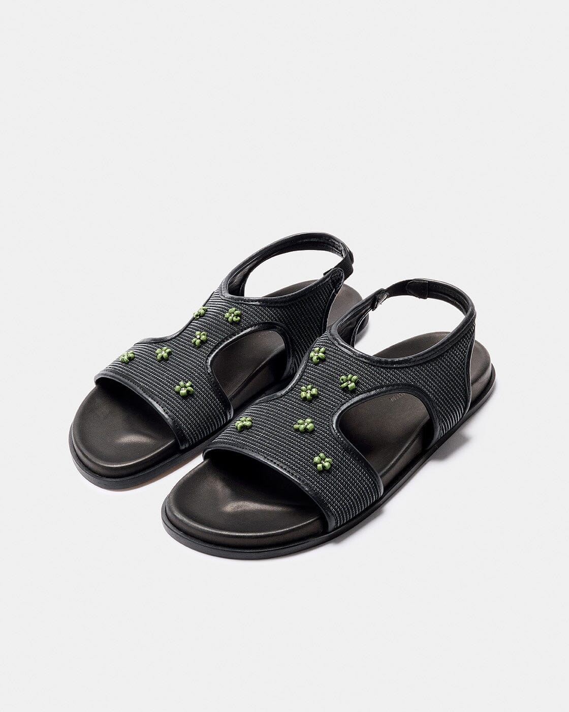 ADDAIA NEGRO MALLA-VERDE Flat sandals Naguisa 