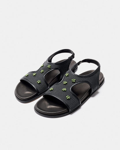 ADDAIA NEGRO MALLA-VERDE Flat sandals Naguisa 