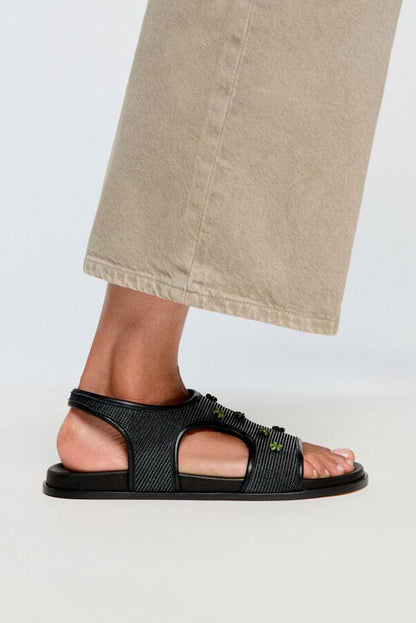 ADDAIA NEGRO MALLA-VERDE Flat sandals Naguisa 