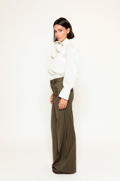 Anglet Khaki Stripe Trousers Trousers Werit 