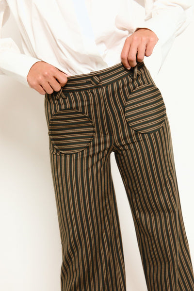 Anglet Khaki Stripe Trousers Trousers Werit 