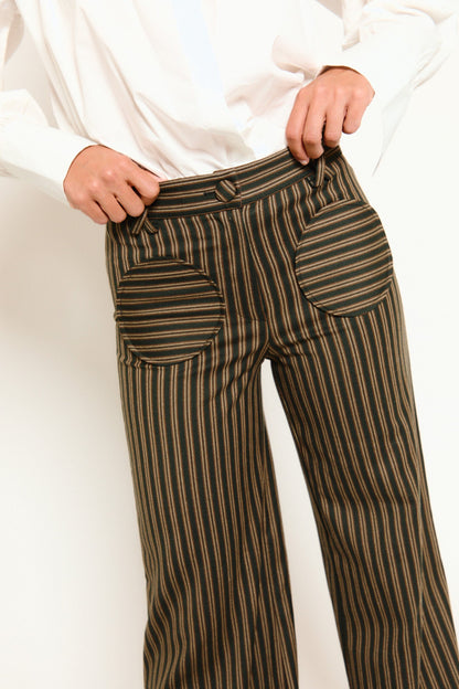 Anglet Khaki Stripe Trousers Trousers Werit 