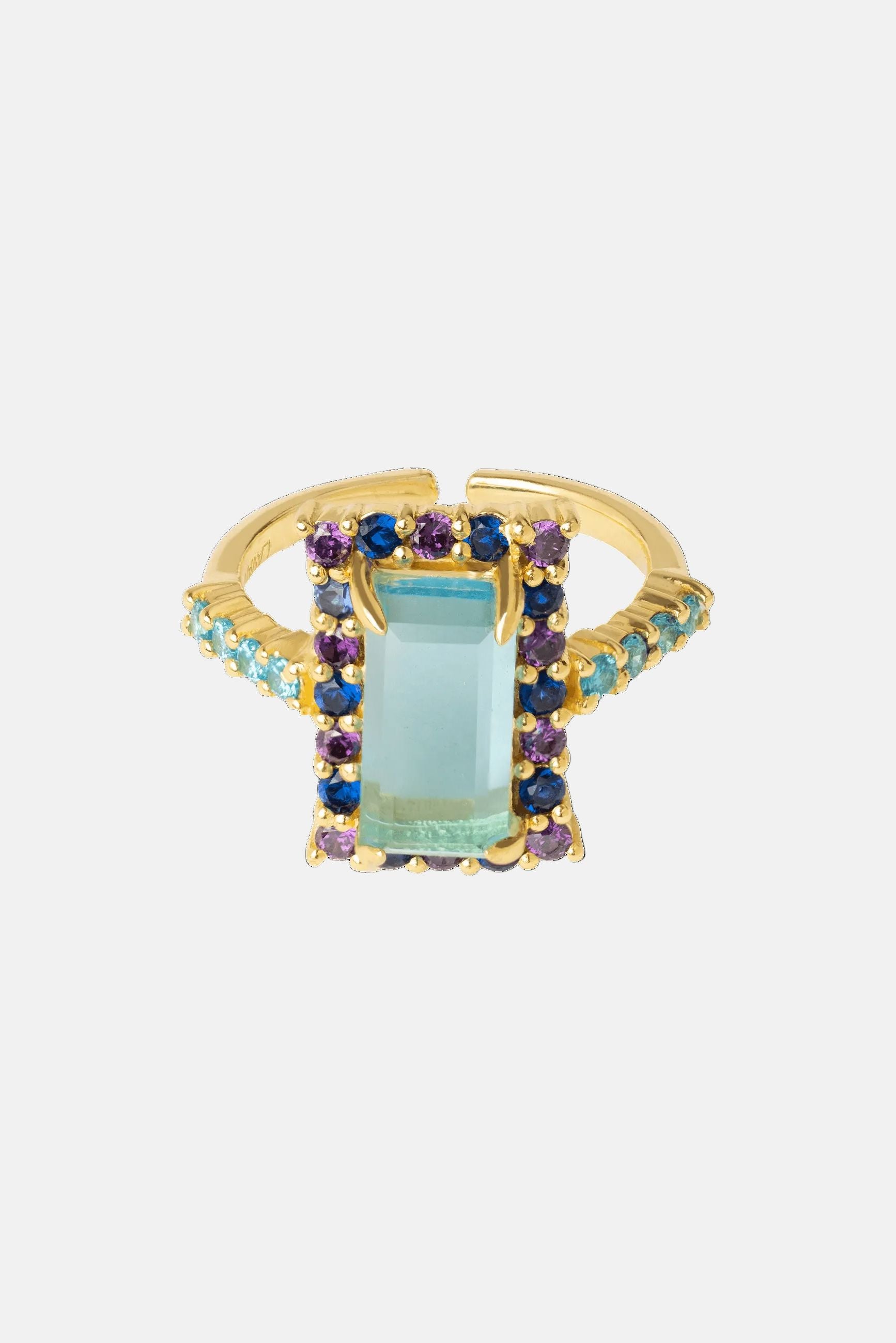 Anillo Rivoli Rosetón Aguamarina y Morado Rings LAVANI 