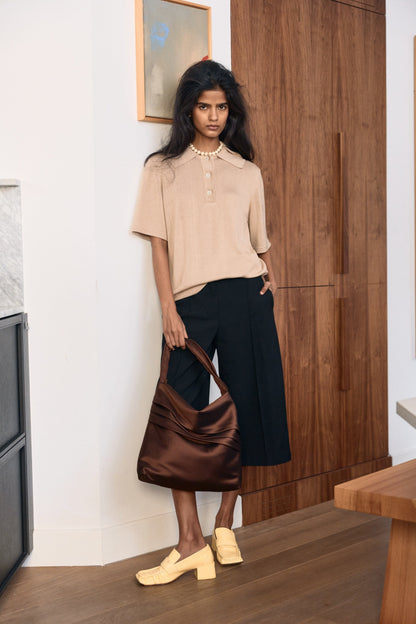 Antonia Silk Polo Beige Shirts & Tops Laia Alen 