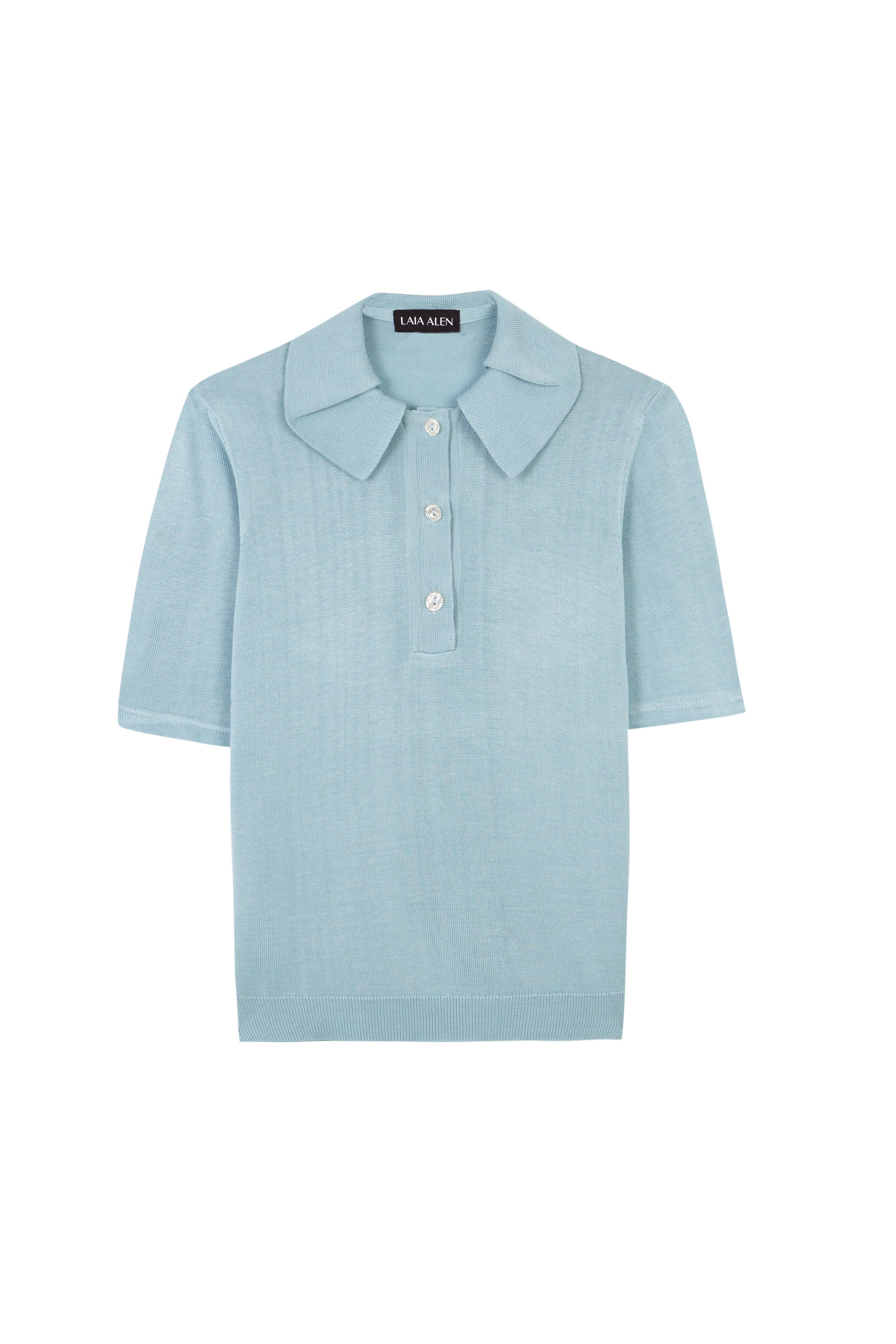 Antonia Silk Polo Sky Blue Shirts & Tops Laia Alen 