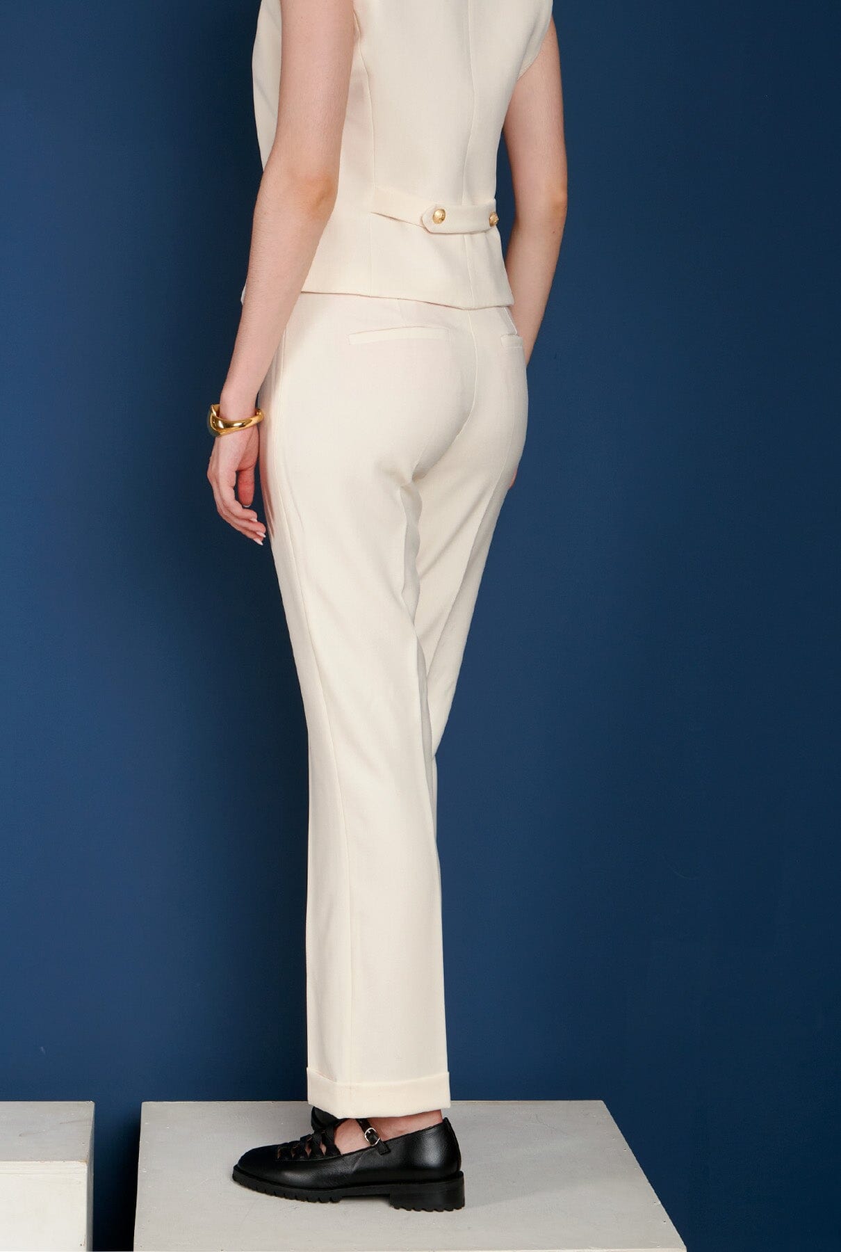 ATELIER 02 BEIGE BUCKLE TROUSERS Trousers The Extreme Collection 