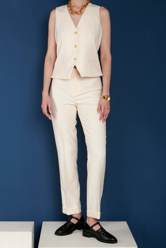 ATELIER 02 BEIGE BUCKLE TROUSERS Trousers The Extreme Collection 