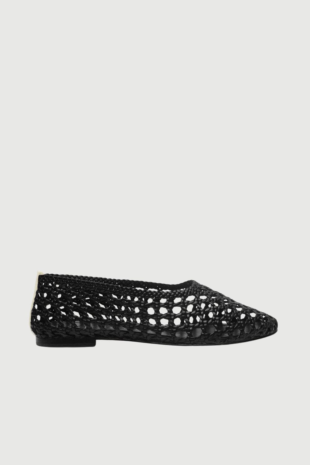 Ava Ballet Flats in Black & White Woven Leather Flat shoes AUGUSTA 
