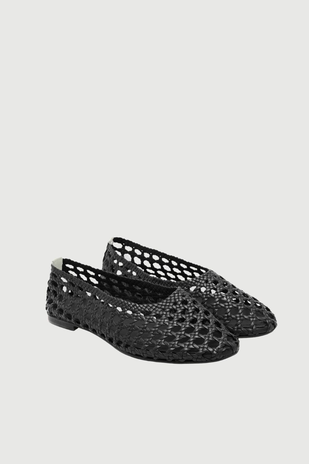 Ava Ballet Flats in Black & White Woven Leather Flat shoes AUGUSTA 