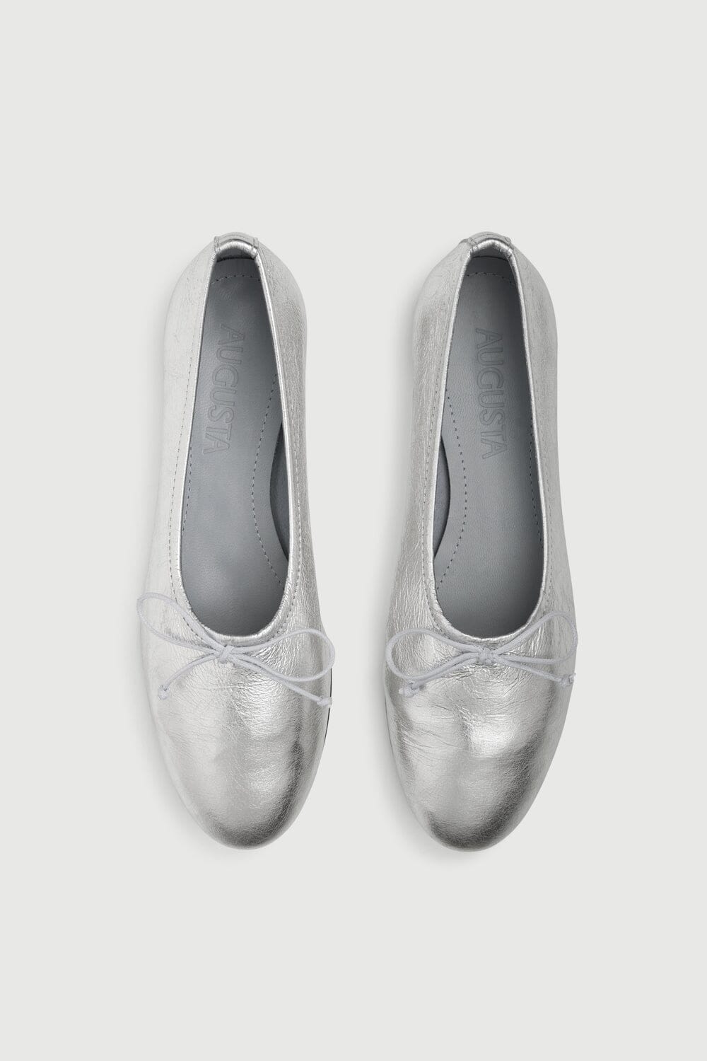 Ava Ballet Flats in Silver Leather Flat shoes AUGUSTA 