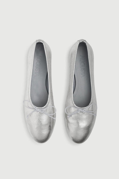 Ava Ballet Flats in Silver Leather Flat shoes AUGUSTA 