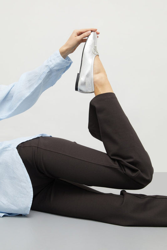 Ava Ballet Flats in Silver Leather Flat shoes AUGUSTA 