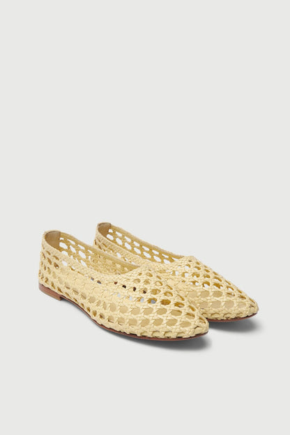 Ava Ballet Flats in Vanilla Woven Leather Flat shoes AUGUSTA 