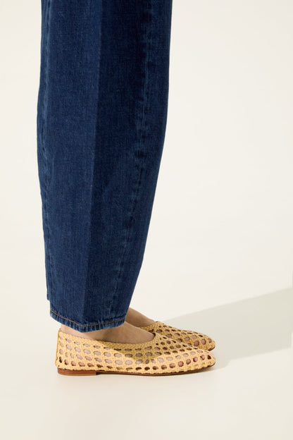 Ava Ballet Flats in Vanilla Woven Leather Flat shoes AUGUSTA 