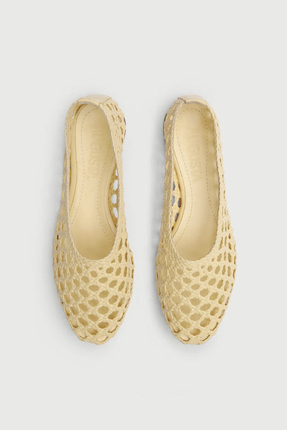 Ava Ballet Flats in Vanilla Woven Leather Flat shoes AUGUSTA 