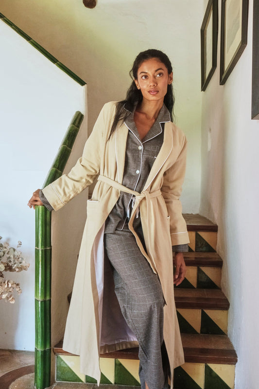 Batín Mujer Beige Robe Vicky Bargalló 