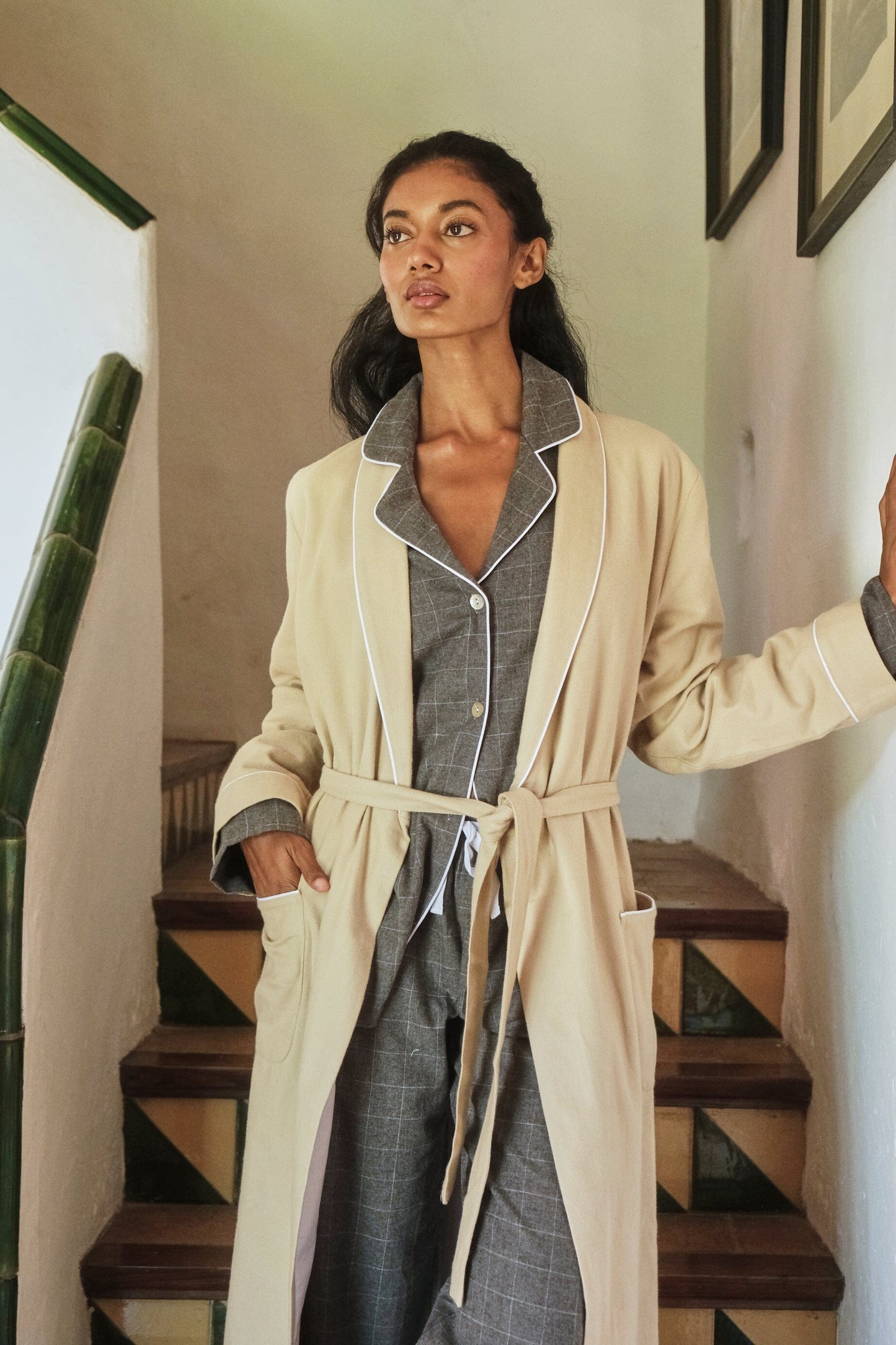 Batín Mujer Beige Robe Vicky Bargalló 