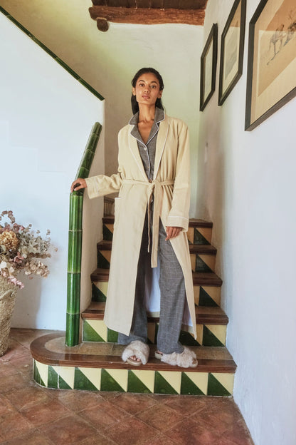 Batín Mujer Beige Robe Vicky Bargalló 