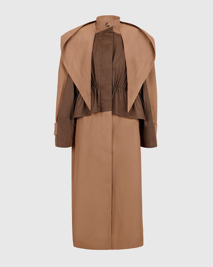Beige and green hooded trench-coat Coats Boscoier 