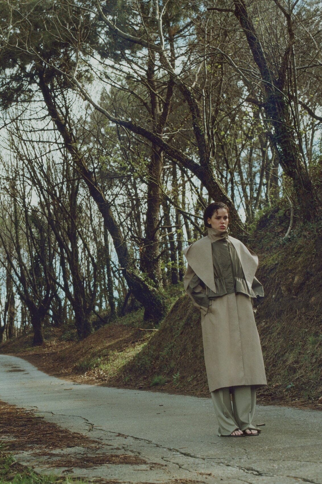 Beige and green hooded trench-coat Coats Boscoier 