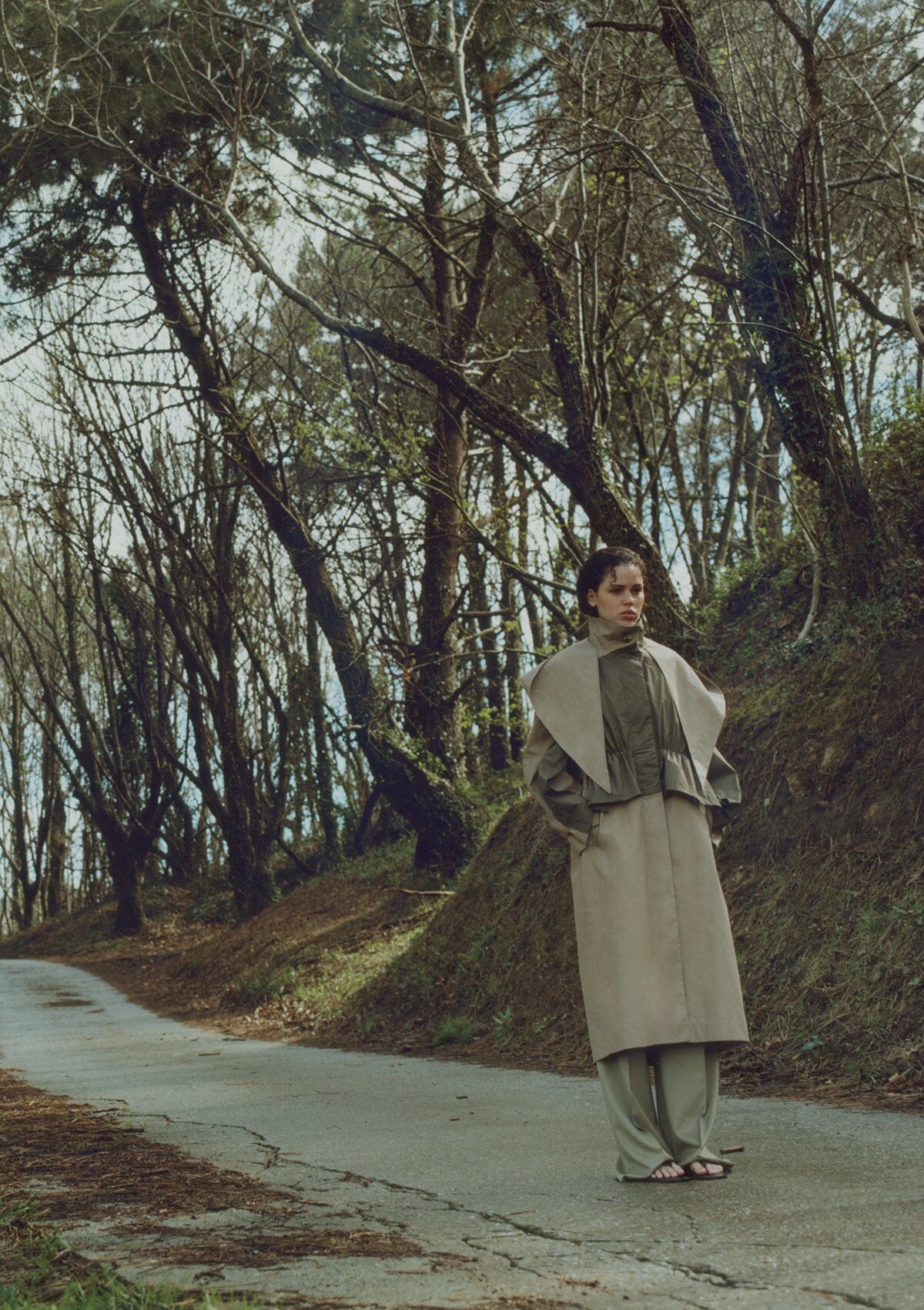 Beige and green hooded trench-coat Coats Boscoier 
