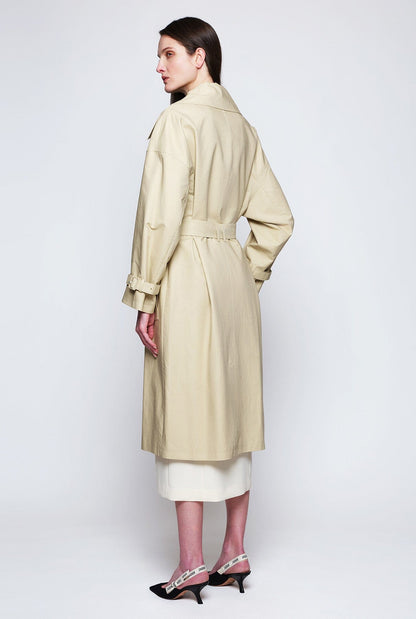 Beige gabardine Coats Mirto 