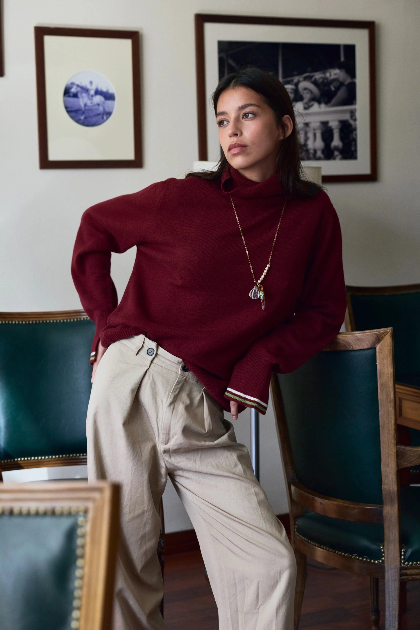 Berta Cashmere blend Crew Neck Wine Sweaters Laia Alen 