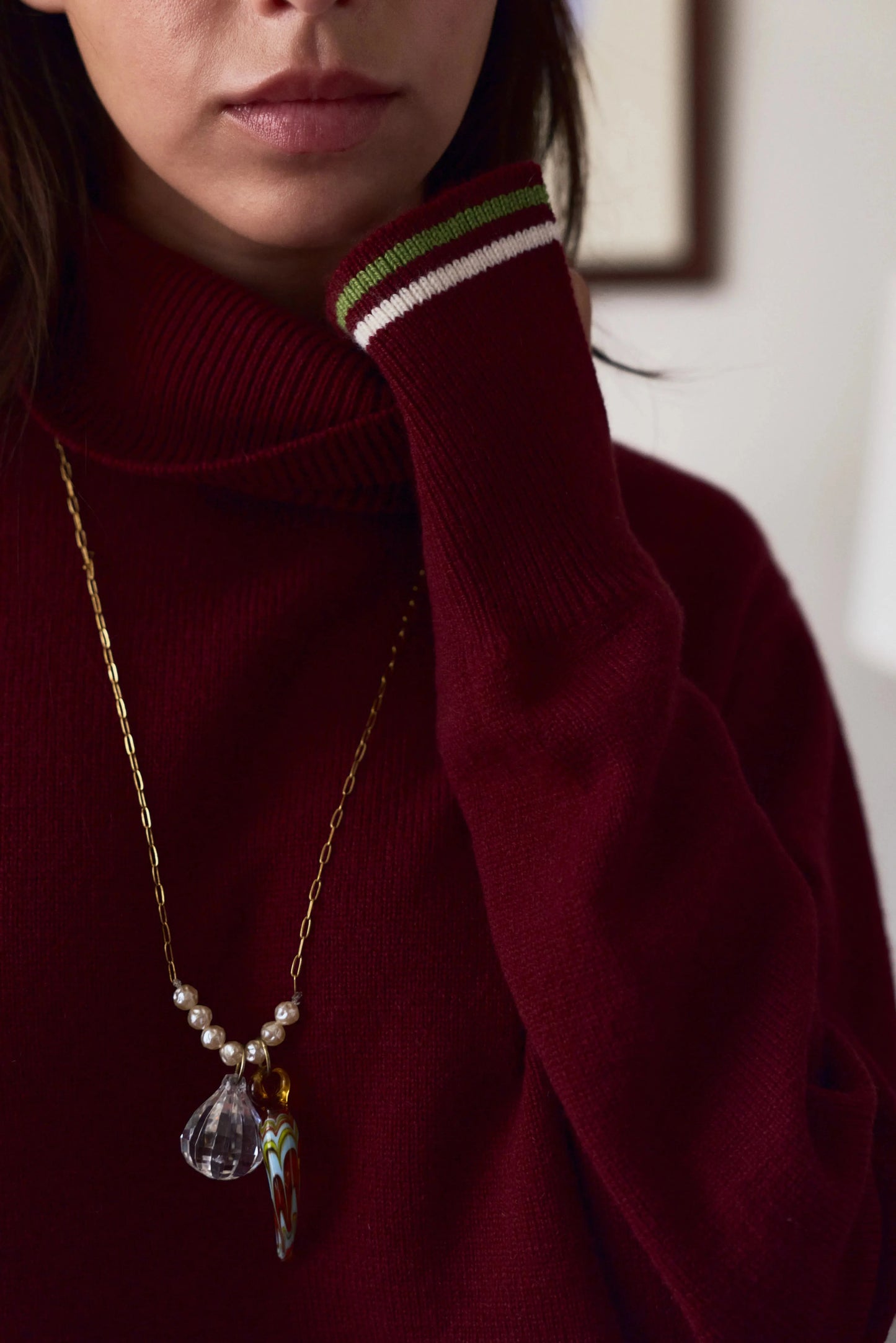 Berta Cashmere blend Crew Neck Wine Sweaters Laia Alen 