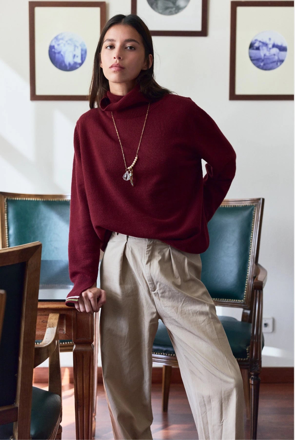 Berta Cashmere blend Crew Neck Wine Sweaters Laia Alen 