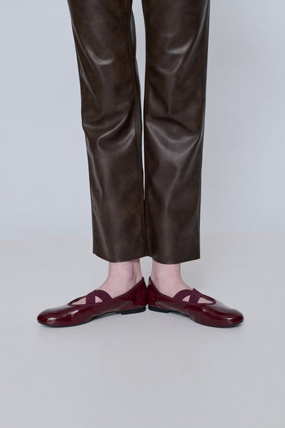 Bettina Ballet Flats in Burgundy Patent Leather Flat shoes AUGUSTA 