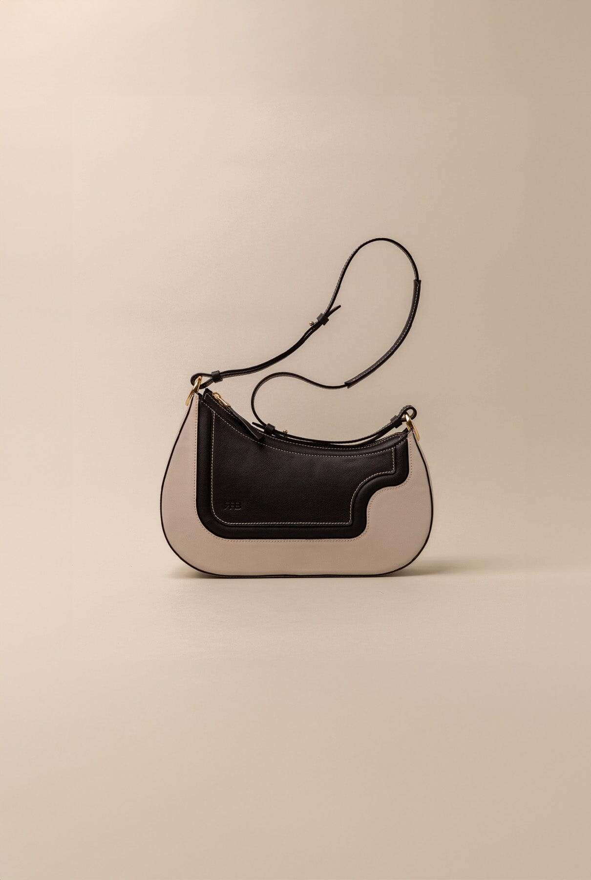 Binomio Bicolor Good Grey Black Leather Shoulder Bag Shoulder Bag RFB 