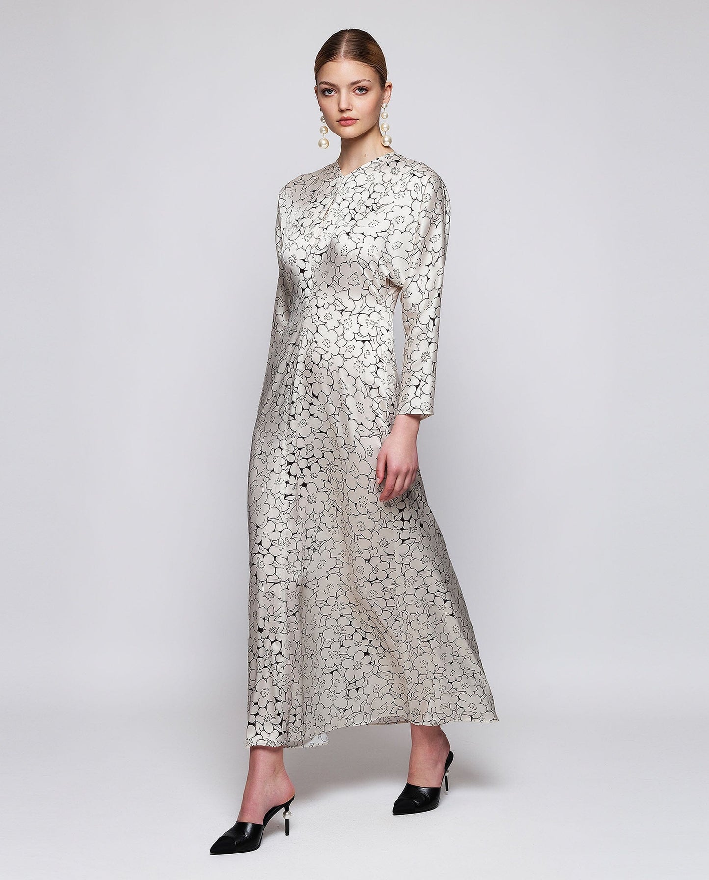 Black and white floral print dress Dresses Mirto 