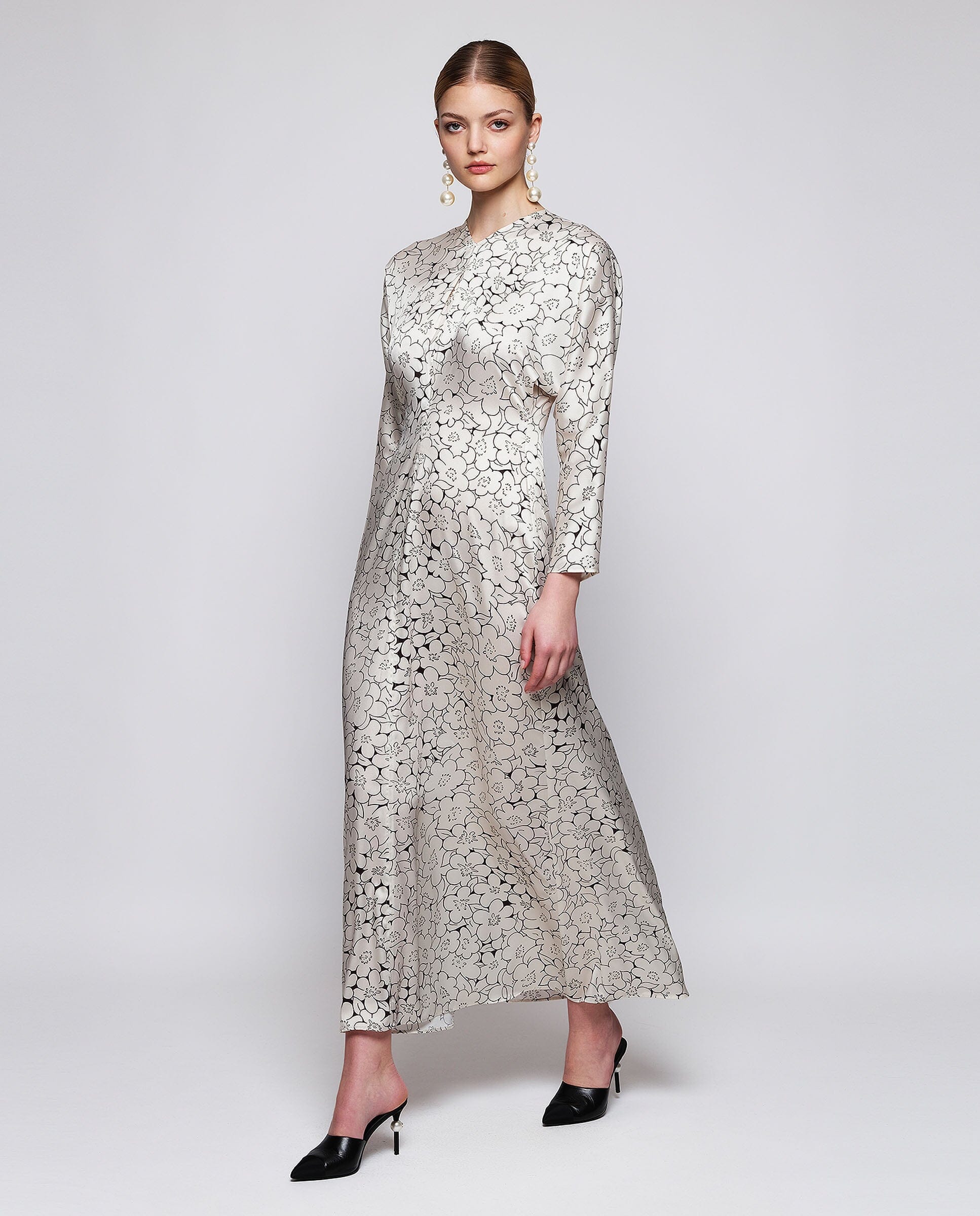 Black and white floral print dress Dresses Mirto 