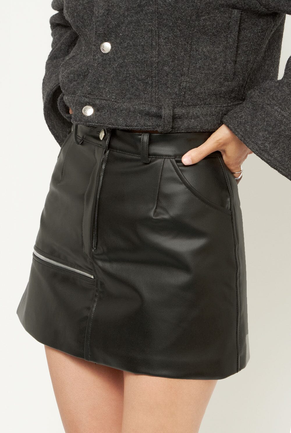 Black ecoleather miniskirt Skirts Habey Club 