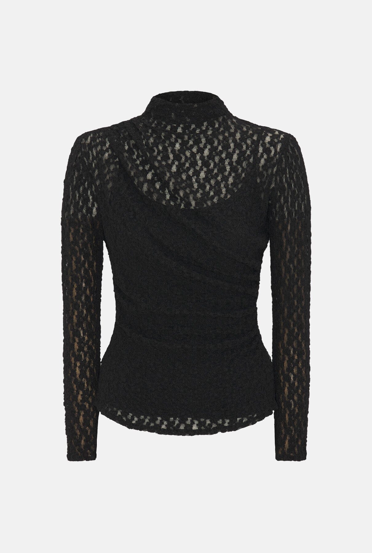 Black elastic lace draped top T-Shirts & tops Mirto