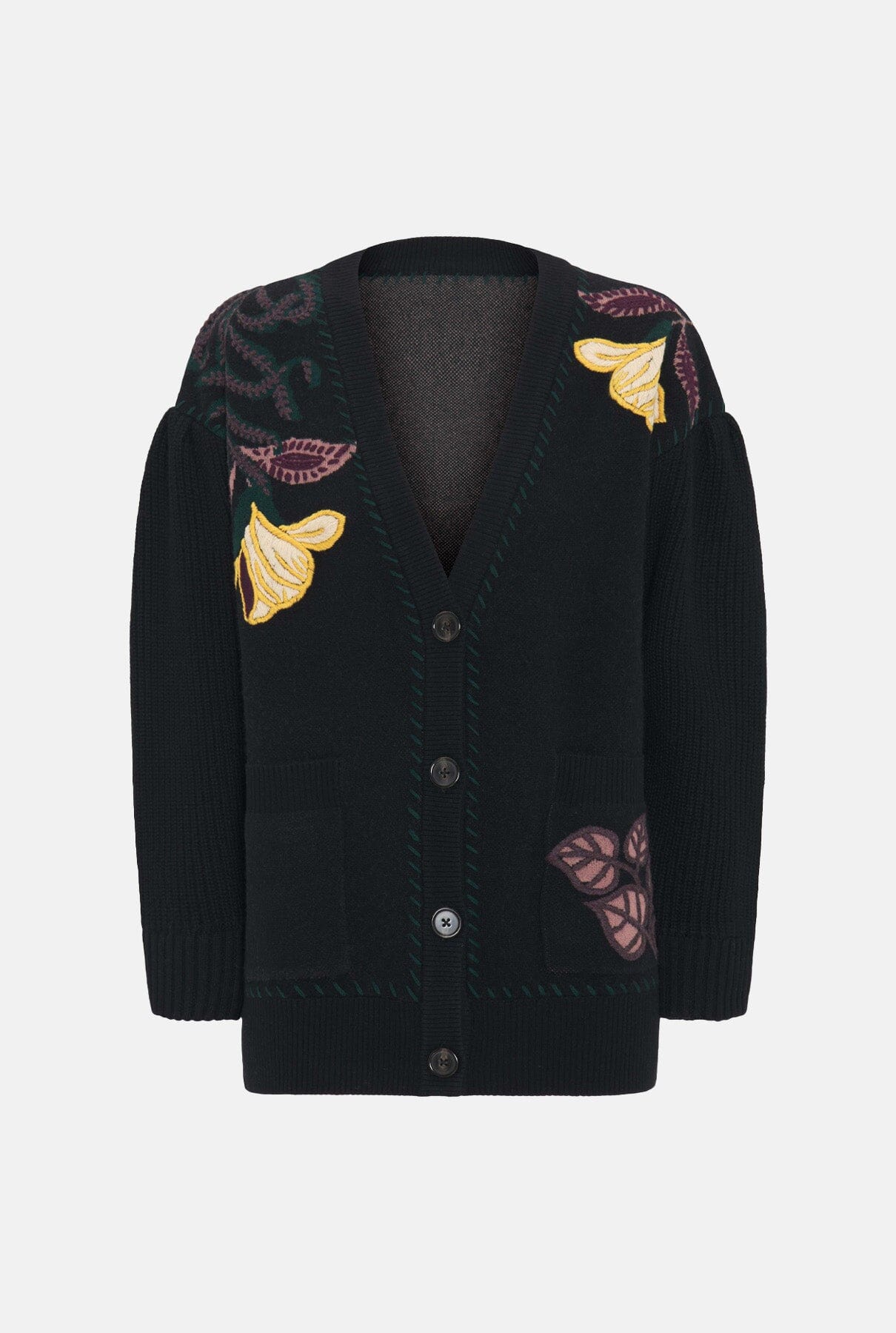 Black jacquard floral motif cardigan Jackets Mirto 