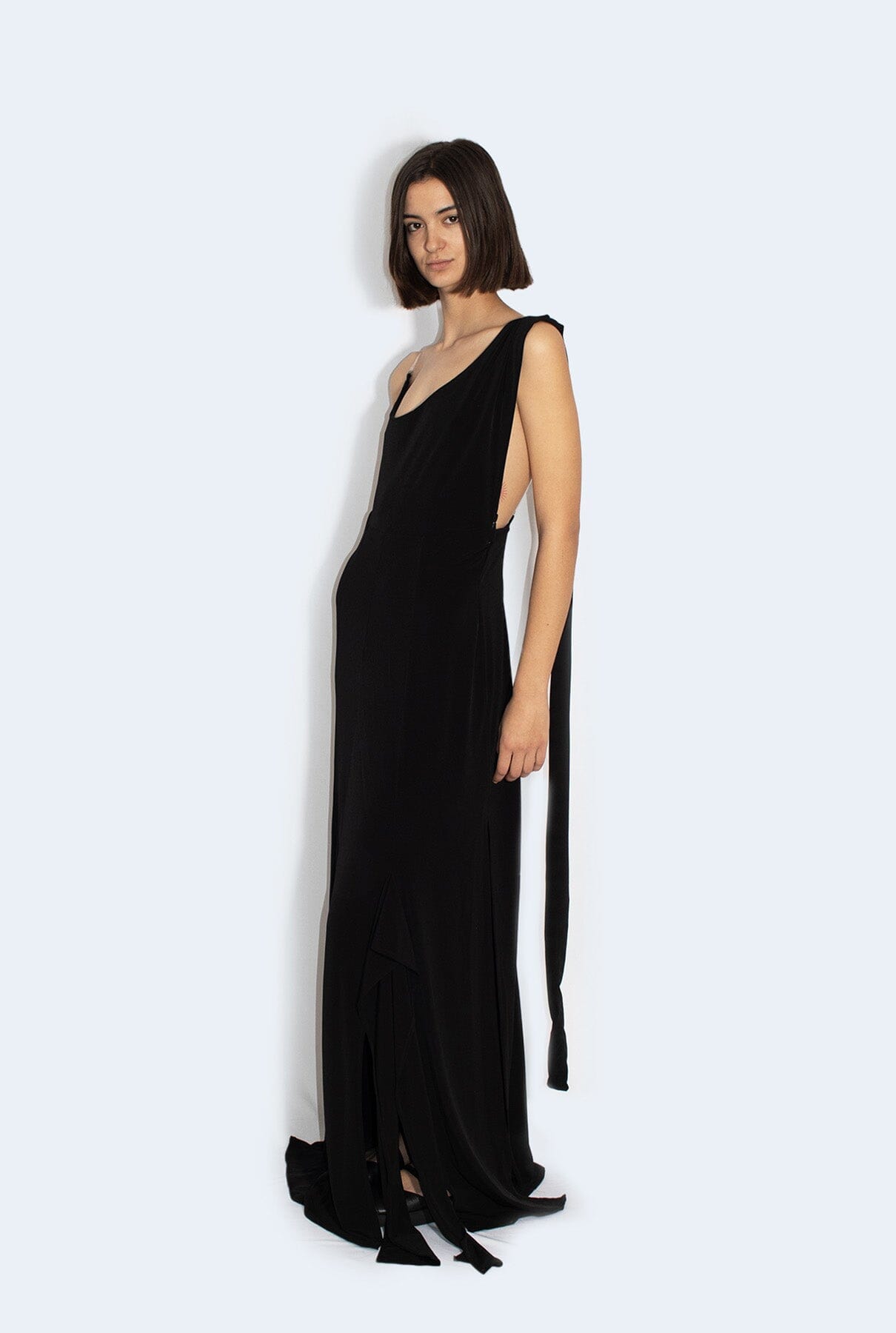 Black knit long dress Dresses Habey Club 