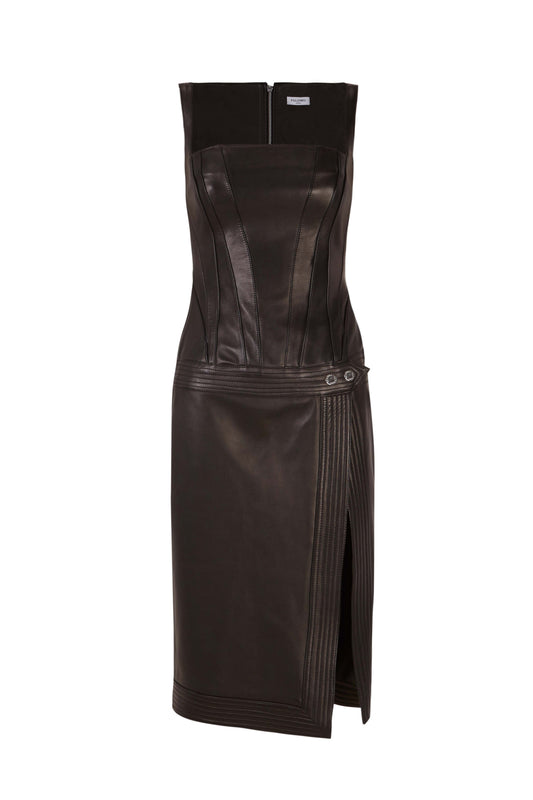 Black Leather Corset Dress Dresses PALOMO SPAIN 