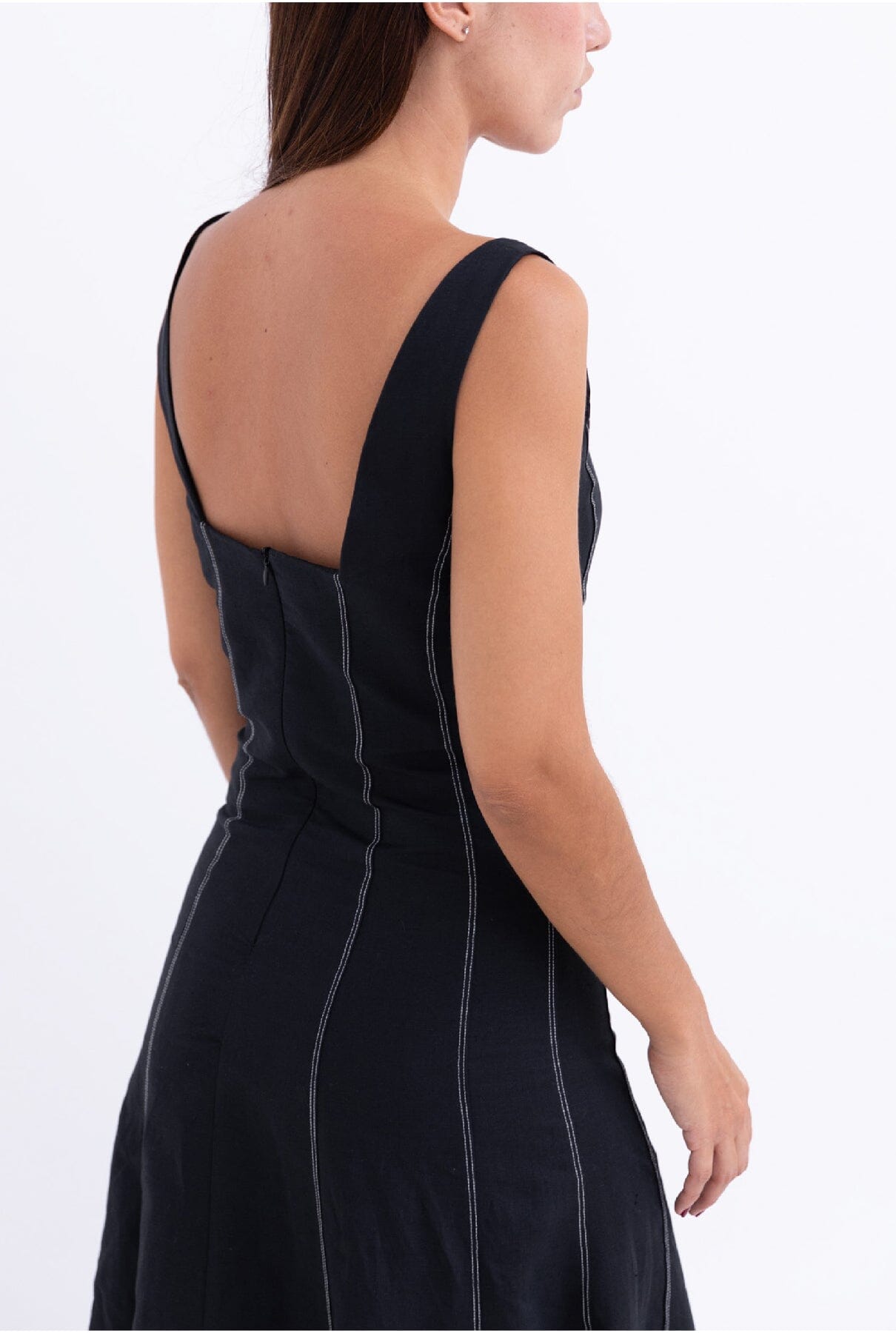 BLACK LINEN SUNDRESS Dresses The Villã Concept 