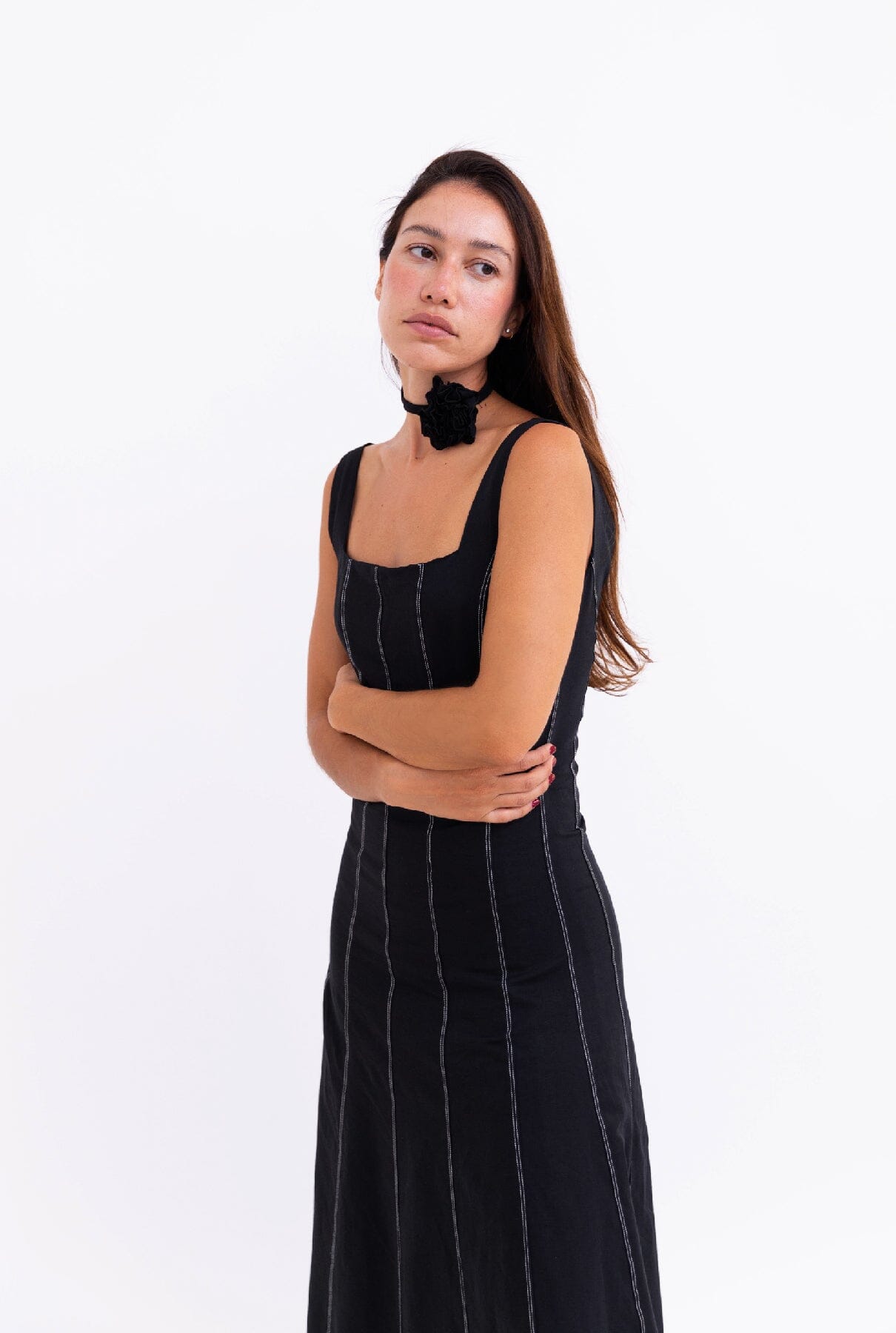 BLACK LINEN SUNDRESS Dresses The Villã Concept 