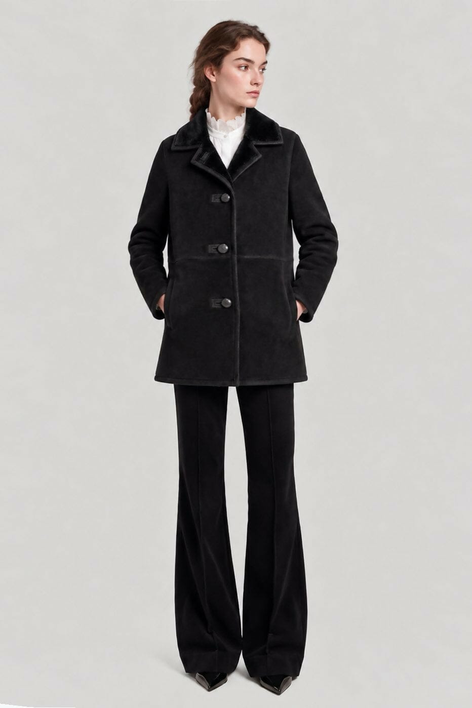 Black Marlow Shearling Coat Jackets Kolonaki 