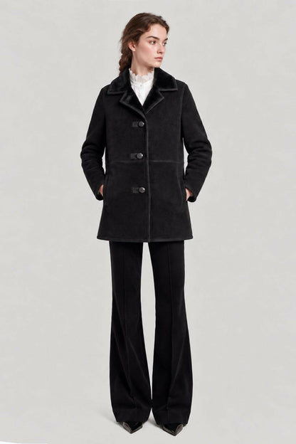 Black Marlow Shearling Coat Jackets Kolonaki 