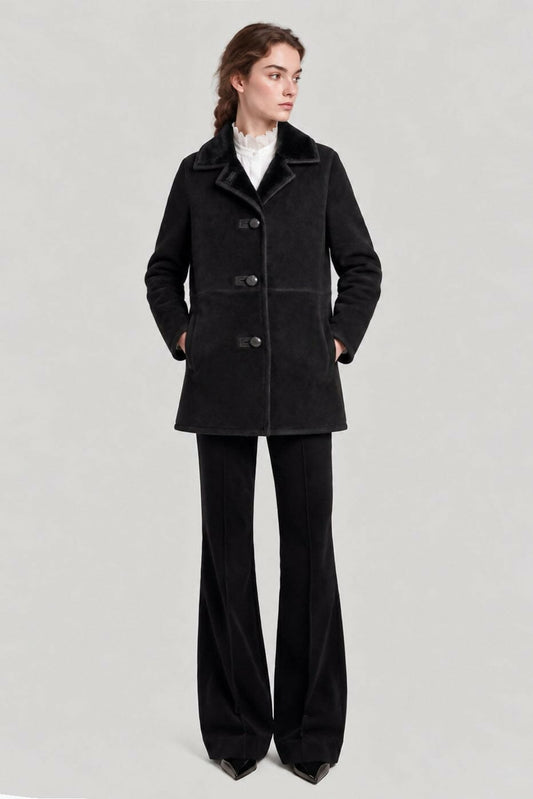 Black Marlow Shearling Coat Jackets Kolonaki 