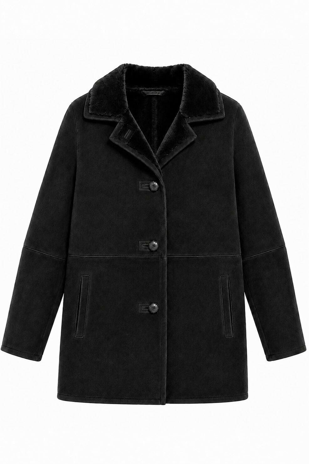 Black Marlow Shearling Coat Jackets Kolonaki 
