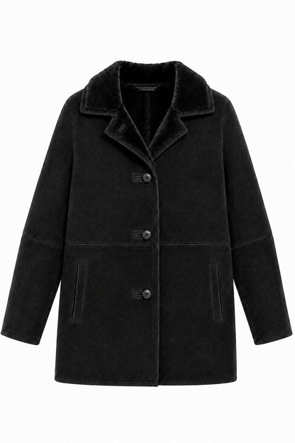 Black Marlow Shearling Coat Jackets Kolonaki 