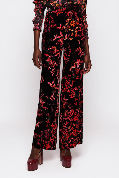 Black & red print velvet trousers Trousers Mirto 