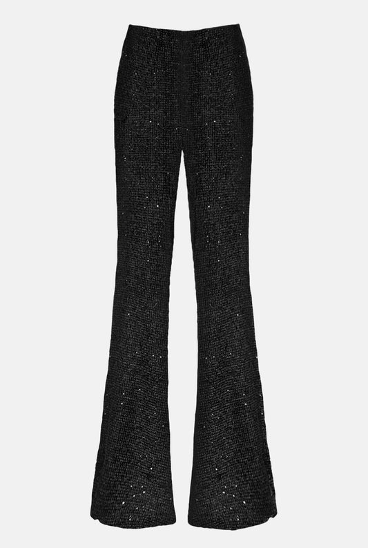 Black sequins knit pants Trousers Habey Club 