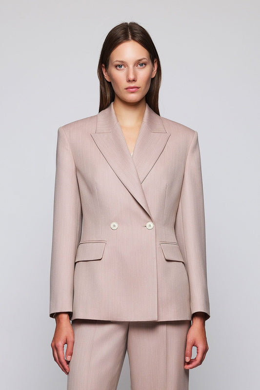 Blazer cruzada rosa de lana · Mirto