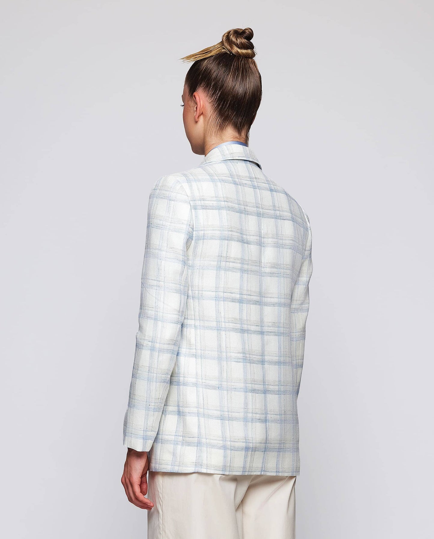 Blazer de cuadros en mezcla de lino. Jackets Mirto 