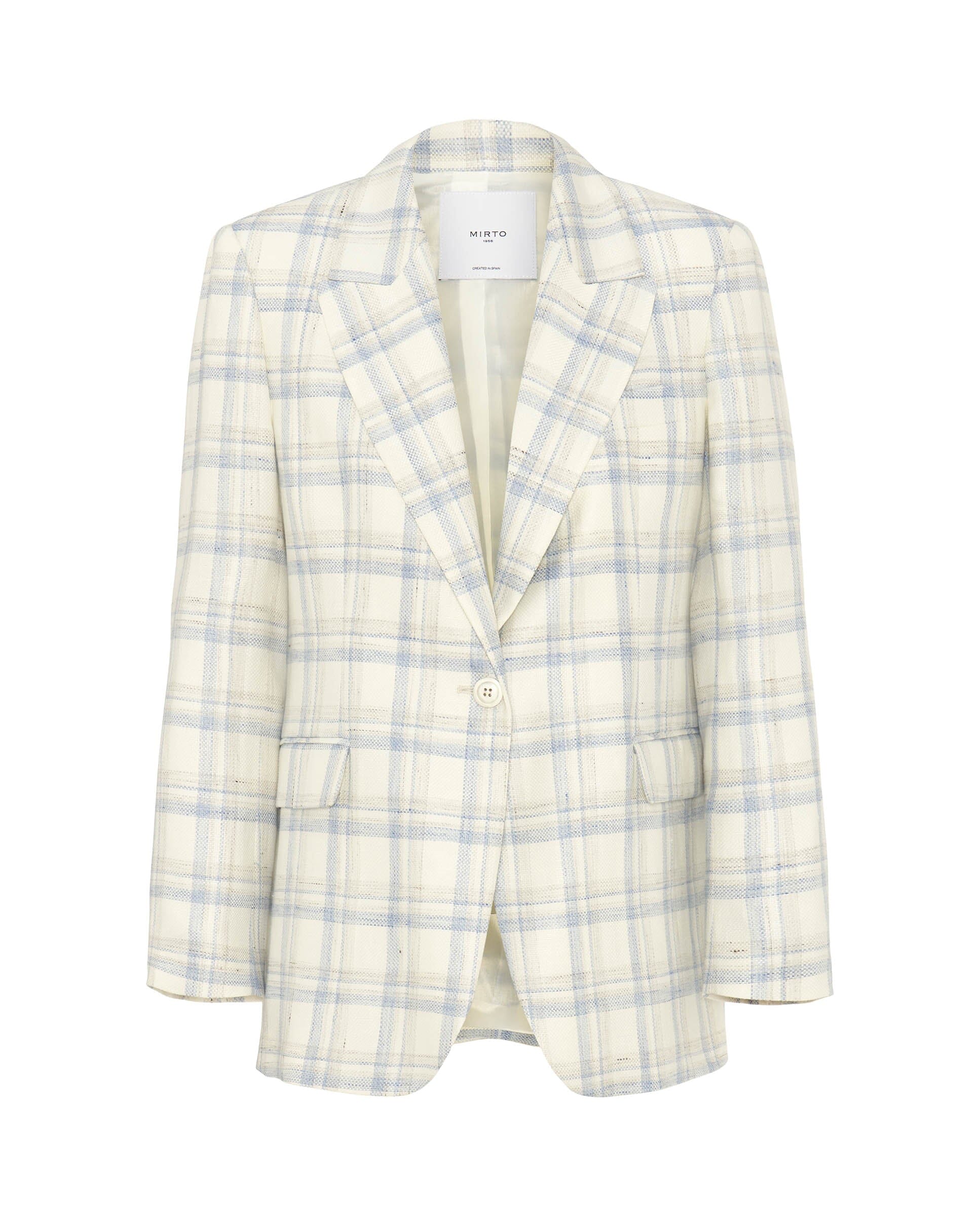 Blazer de cuadros en mezcla de lino. Jackets Mirto 